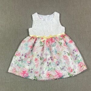 Bonnie Baby White and Pink Sleeveless Sundress Size 24 months